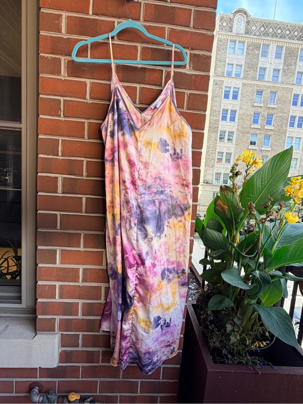 Linea Donatella Pink, Purple & Yellow Tie-Dye Maxi Slip Dress